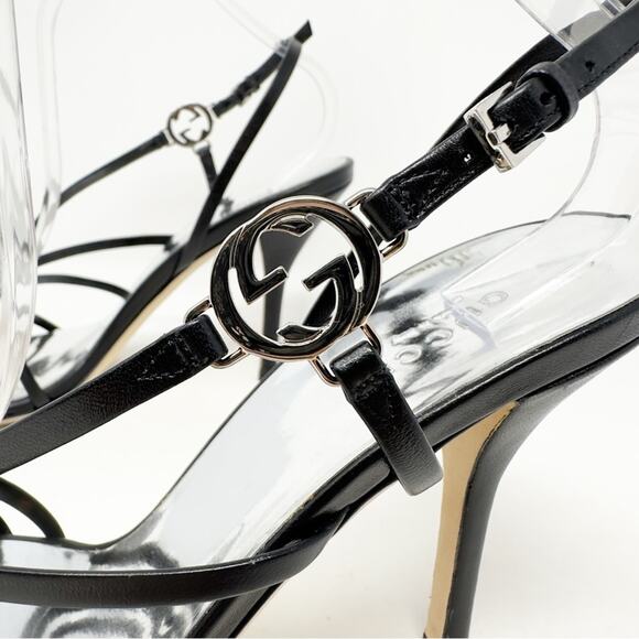 Gucci Strappy GG Sandals Leather Heels Size 39.5 - Picture 2 of 12